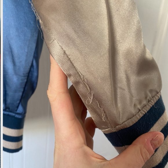 Blue Silk Japanese Bomber Jacket (US 8) - Picture 4 of 12